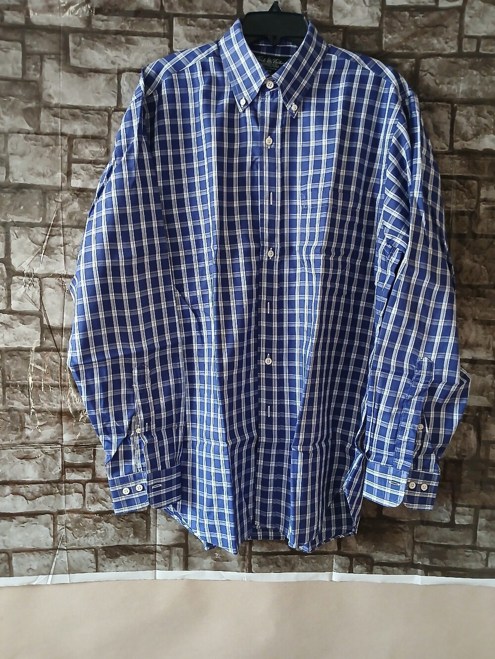 Brooks Brothers Blue and White Plaid Button-Down Shirt